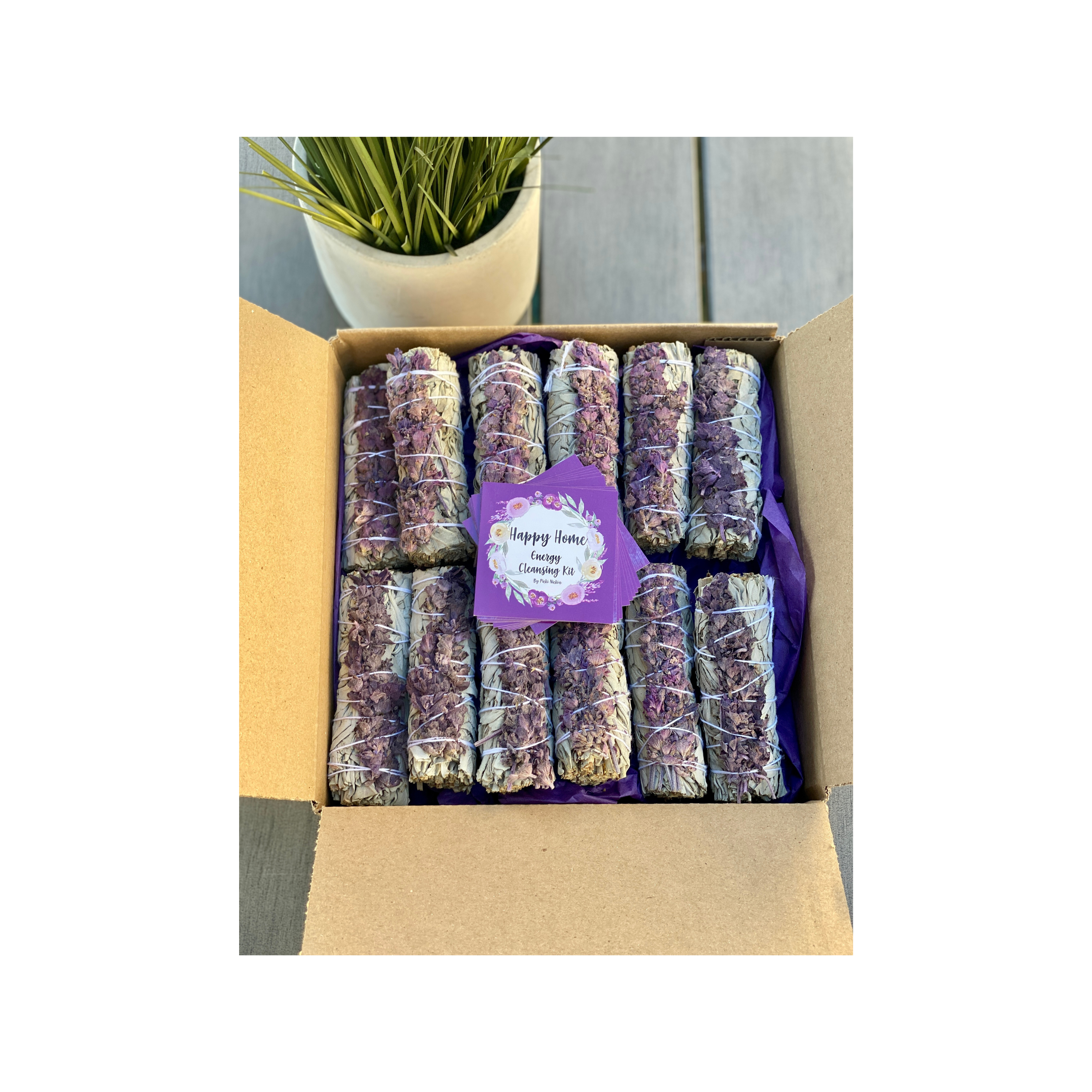 White Sage & Dried Lavender Smudge Sticks Bulk, Handcrafted