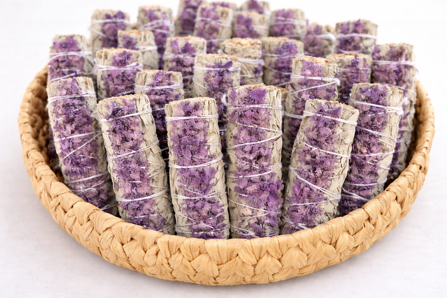 White Sage & Dried Lavender Smudge Sticks Bulk, Handcrafted